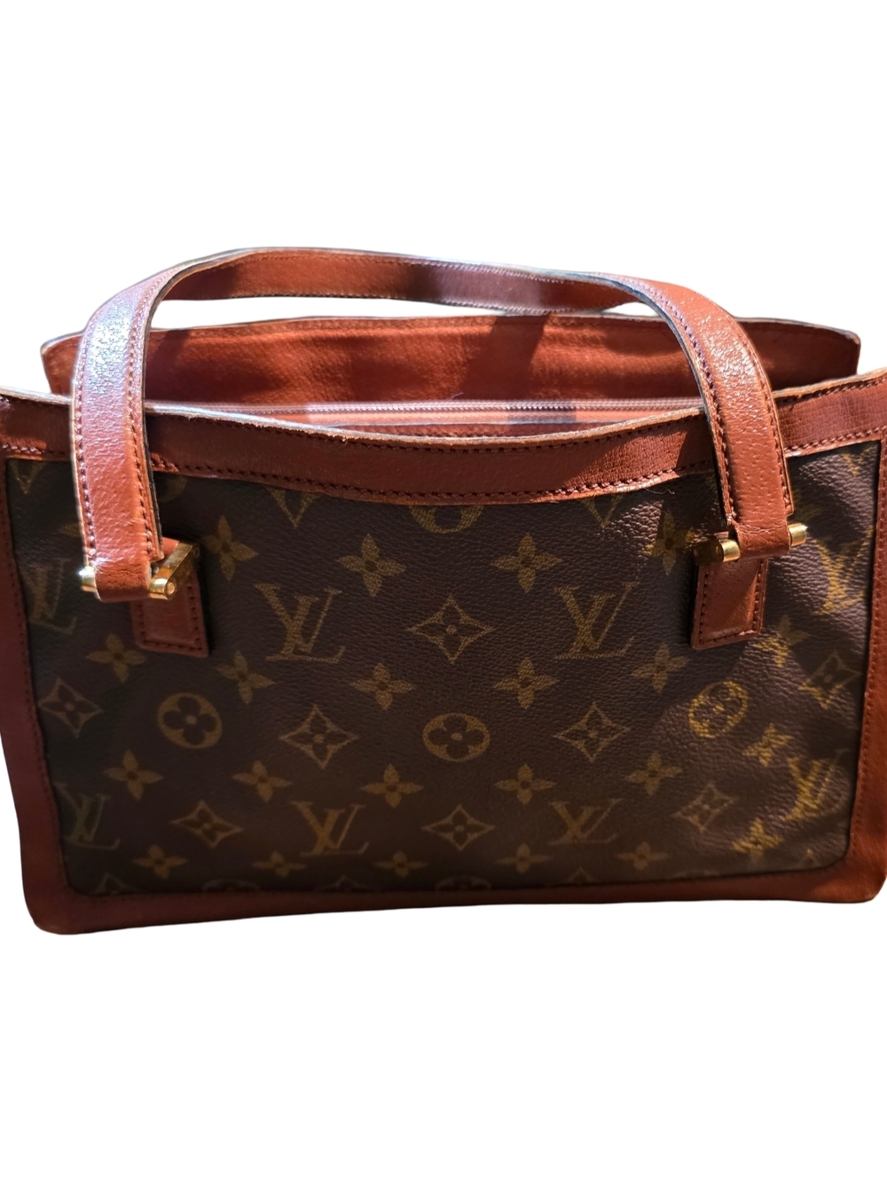 Louis Vuitton Brown Monogram Canvas Tote with Tan Leather Trim - Picture 3 of 7